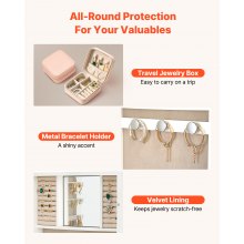 VEVOR Mirror Jewelry Cabinet, 1080 mm Tall, Full-Length Mirror with Storage, Wall Mount/Over the Door Jewelry Armoire Organizer, Rounded Design, Lockable with 2 Keys and a Travel Organizer, White