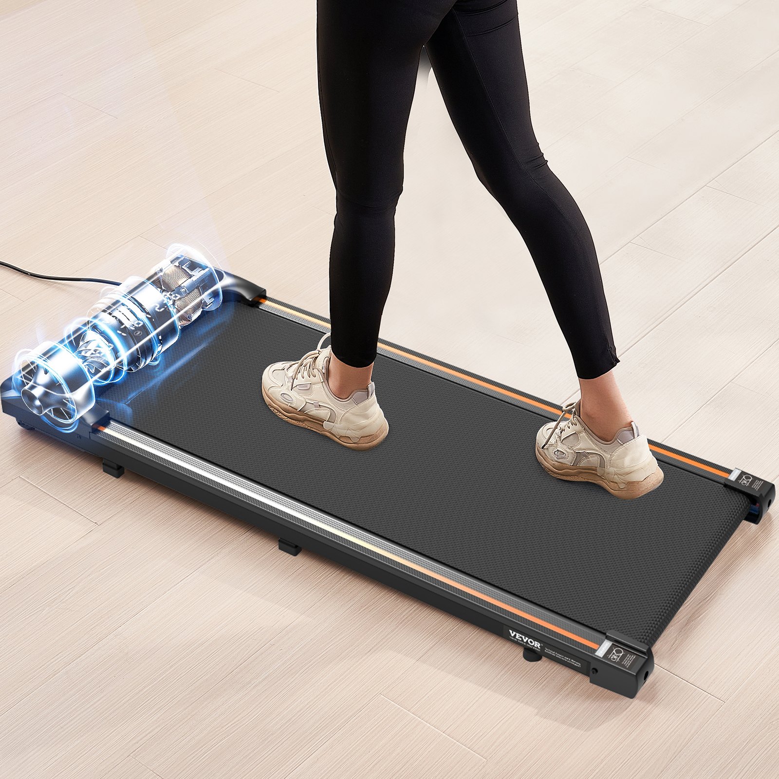 VEVOR Walking Pad, Under Desk Treadmill for Home Office, Working Walking Jogging Machine, 265 Lbs Capacity 2.5HP Portable Lightweight Walking Pad, with Remote Control and LED Display