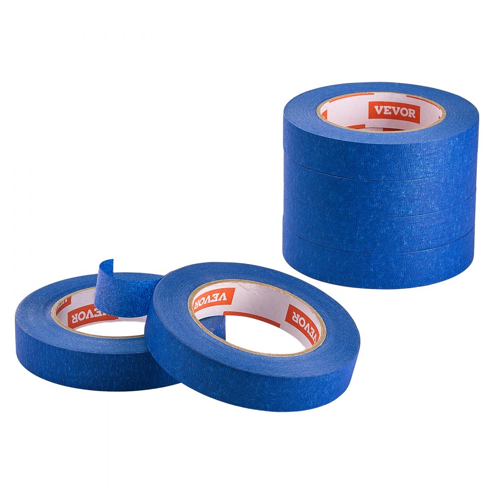 VEVOR Painters Tape, 1 Inch Wide (0.94 In x 60 Yds), 6 Rolls, Blue Painter Tape for Painting, Edge, Trim, Ceiling, Masking Tape Protects Surfaces and Removes Easily, DIY Craft Art, Labeling Decoration