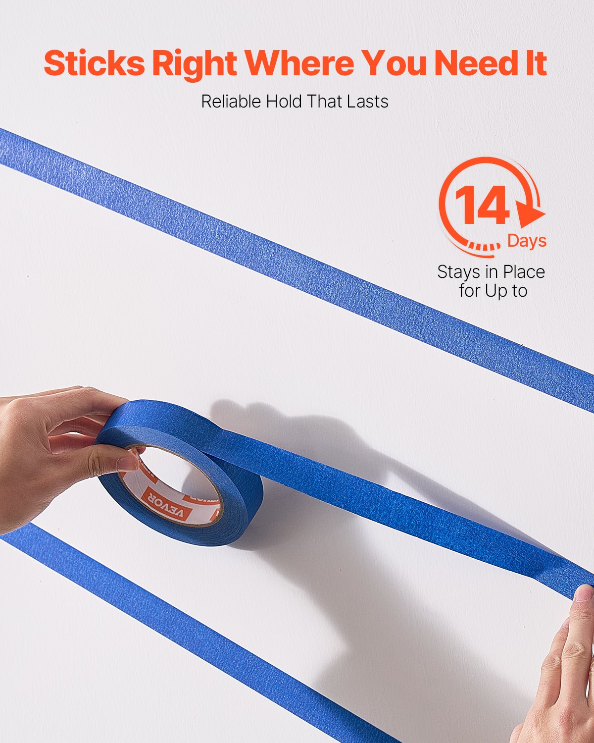 VEVOR Painters Tape, 1 Inch Wide (0.94 In x 60 Yds), 6 Rolls, Blue Painter Tape for Painting, Edge, Trim, Ceiling, Masking Tape Protects Surfaces and Removes Easily, DIY Craft Art, Labeling Decoration
