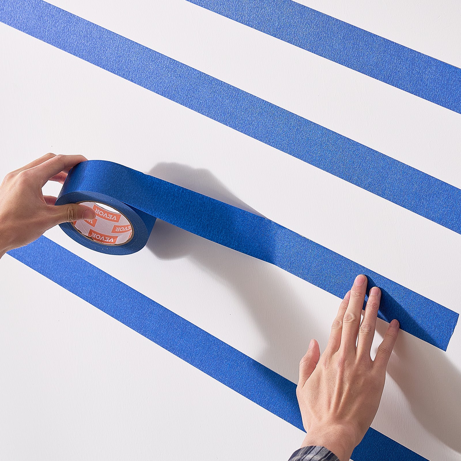 VEVOR Painters Tape, 2 Inch Wide (1.88 In x 60 Yds), 3 Rolls, Blue Painter Tape for Painting, Edge, Trim, Ceiling, Masking Tape Protects Surfaces and Removes Easily, DIY Craft Art, Labeling Decoration