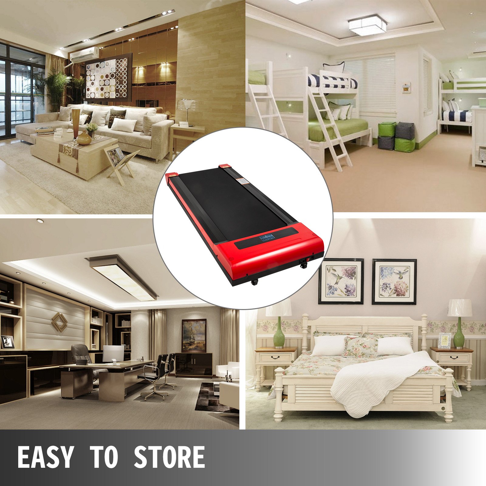 VEVOR Under Desk Treadmill for Home, Portable Walking Pad, 500W Motor Treadmills for Running, Adjustable 1-6.0km/h Speed for Home Running Machine with Remote Control, LCD Screen & Calorie Counter
