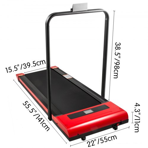 VEVOR Under Desk Treadmills Working Treadmills For Running, Led Treadmill For Home Running Machine With Remote Control, 1-6.0km/h Speed Portable Slim Treadmill  Indoor Exercise(Red,with Handrail)
