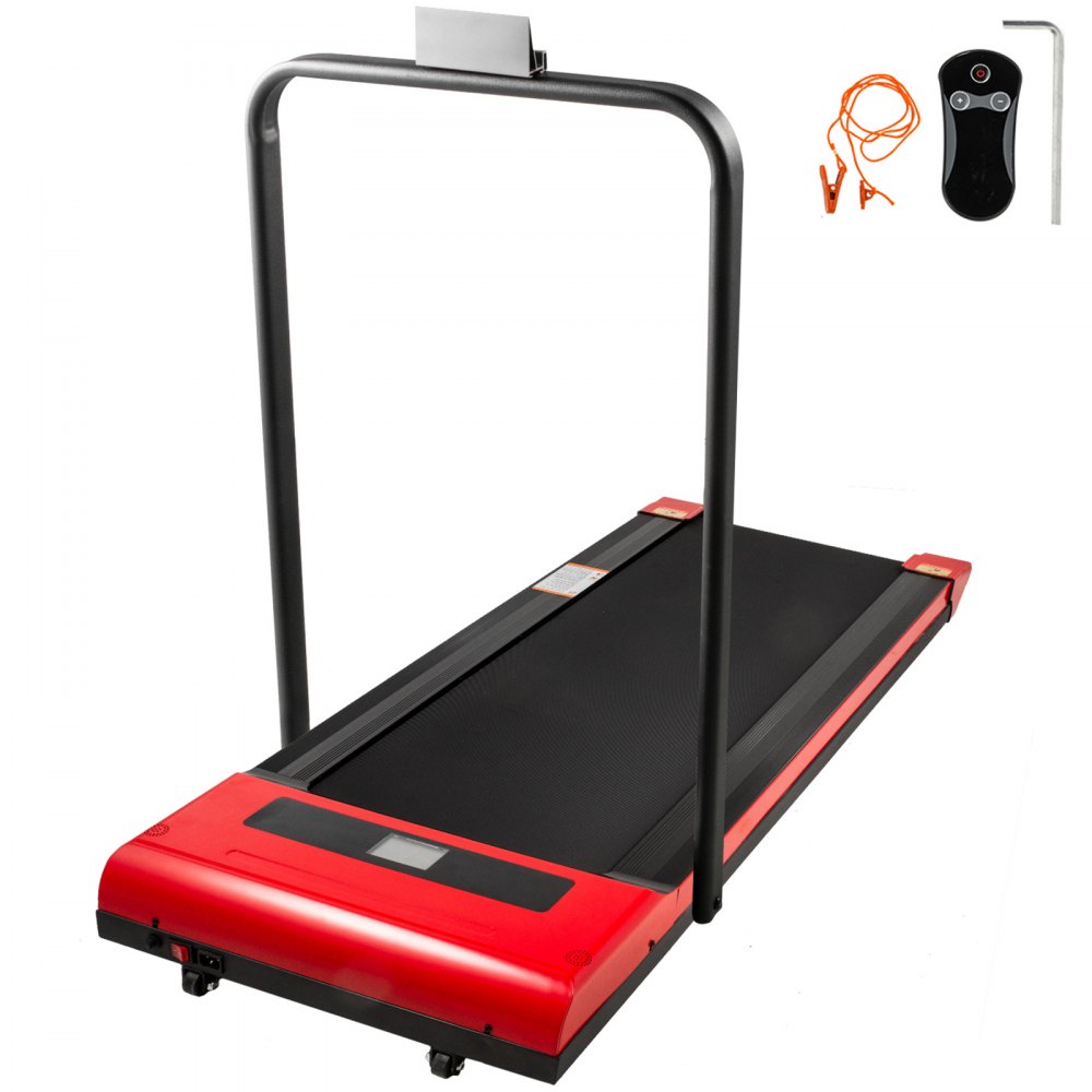 VEVOR asztal alatti futópadok futópadok futáshoz, led futópad otthoni futógéphez távirányítóval, 1-6,0 km/h sebességű hordozható, vékony futópad beltéri edzéshez (piros, korláttal)