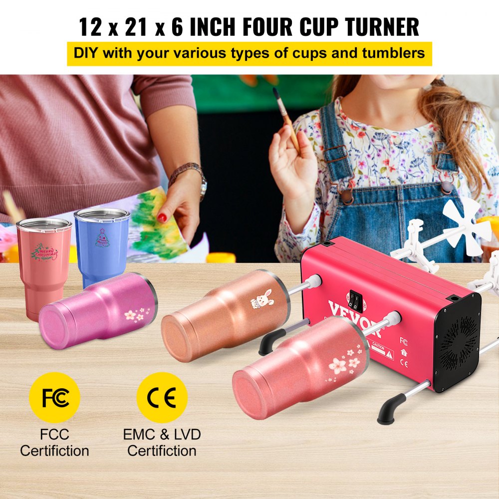 6 Cup Turners for Crafts Tumbler, Multi Cup Turner for tumblers,Metal Cup  Spinner Machine Kit, Tumbler Spinner for DIY Glitter Epoxy Crafts Tumblers