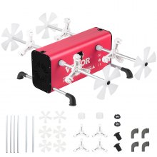 VEVOR 4 Cup Turner, 2 Speeds Multiple Tumbler Spinner Rotator Machine Kit with 4 Removable and Adjustable Arms, Mute Motor, Aluminum Alloy Frame, 4 Independent Switches for DIY Glitter Crafts Red