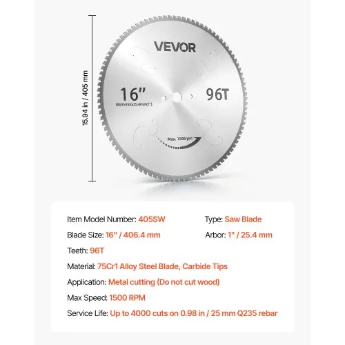 Külmlõike saeketas metallile 406,4 mm, 96T — pilt 7