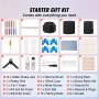 starter gift kit for VEVOR cup turner, includes glitter jars, rotary rod, foam, gloves, resin set, tools.