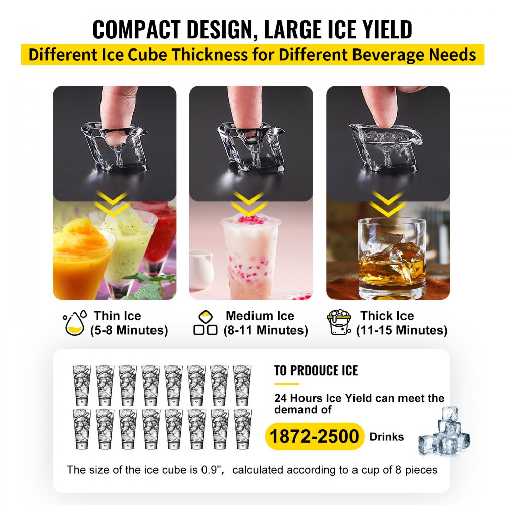 VEVOR Commercial Ice Maker Machine, ETL Approved 400LBS/24H LCD Panel Commercial Ice Machine with 350LBS Storage for Home Bar Coffee Shop, SECOP Compressor, Air Cooled, Include Scoops & Water Filter