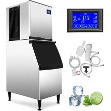 VEVOR Commercial Ice Maker, 550LBS/24H Ice Making Machine with 330.7LBS Large Storage Bin, 1000W Auto Self-Cleaning Ice Maker M