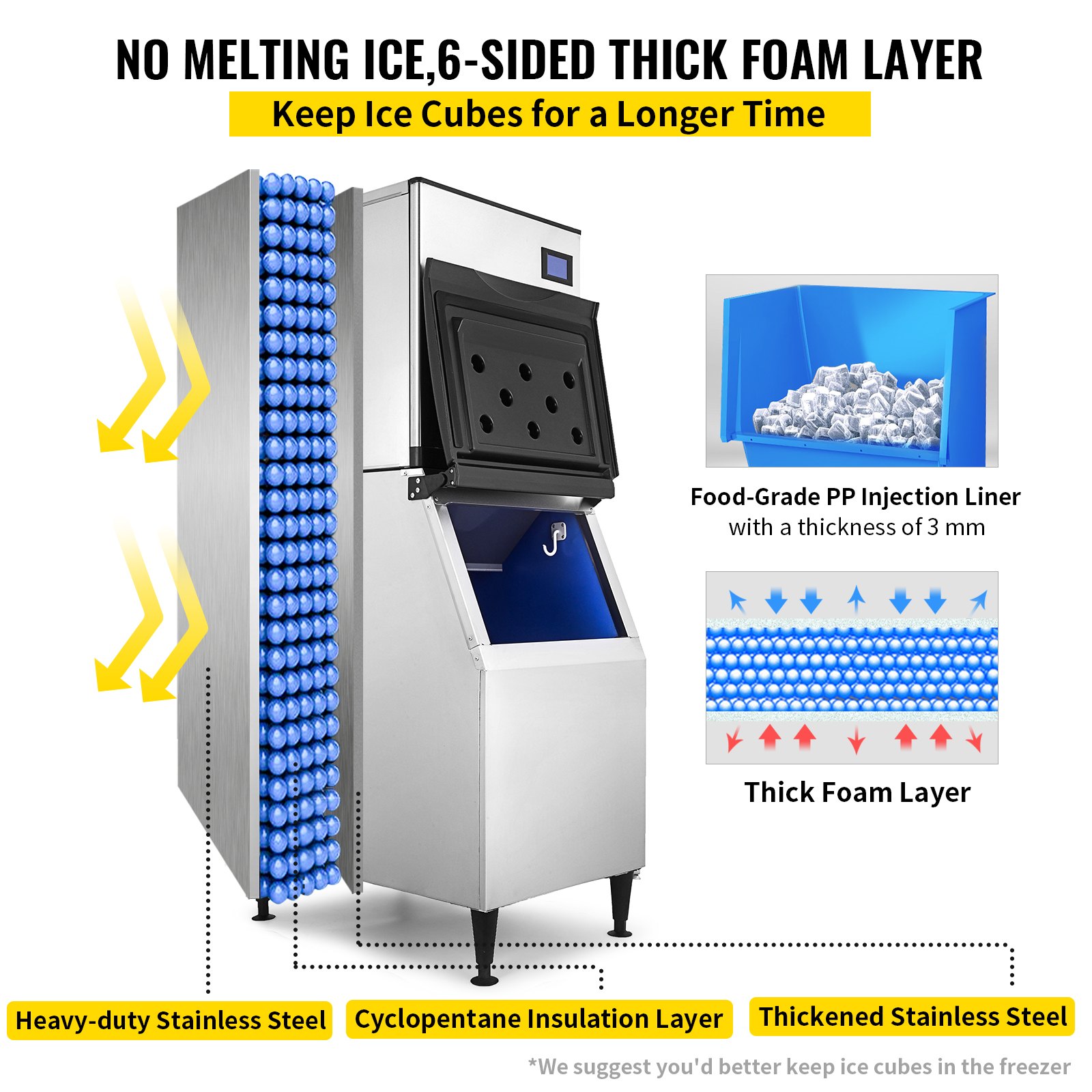 VEVOR Commercial Ice Maker Machine, ETL Approved 400LBS/24H LCD Panel Commercial Ice Machine with 350LBS Storage for Home Bar Coffee Shop, SECOP Compressor, Air Cooled, Include Scoops & Water Filter