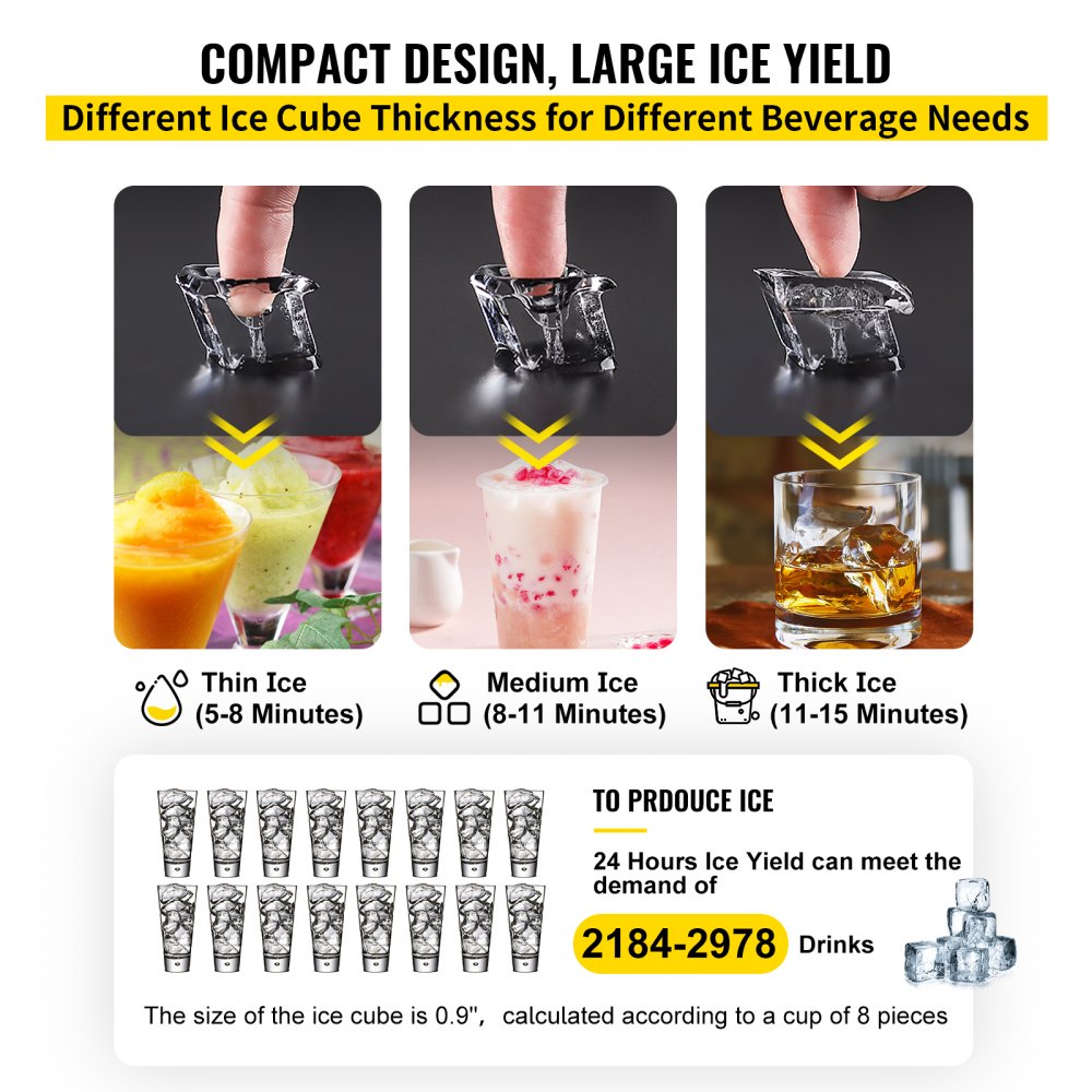 VEVOR Commercial Ice Maker Machine, 110V 550LBS/24H 350LBS Large Storage Ice Machine, ETL Approved, Advanced LCD Panel, SECOP Compressor, Air Cooled, Quiet Operation, Include Scoop & Water Filter