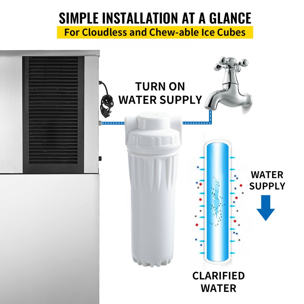 VEVOR Commercial Ice Maker Machine, 110V 550LBS/24H 350LBS Large Storage Ice Machine, ETL Approved, Advanced LCD Panel, SECOP Compressor, Air Cooled, Quiet Operation, Include Scoop & Water Filter