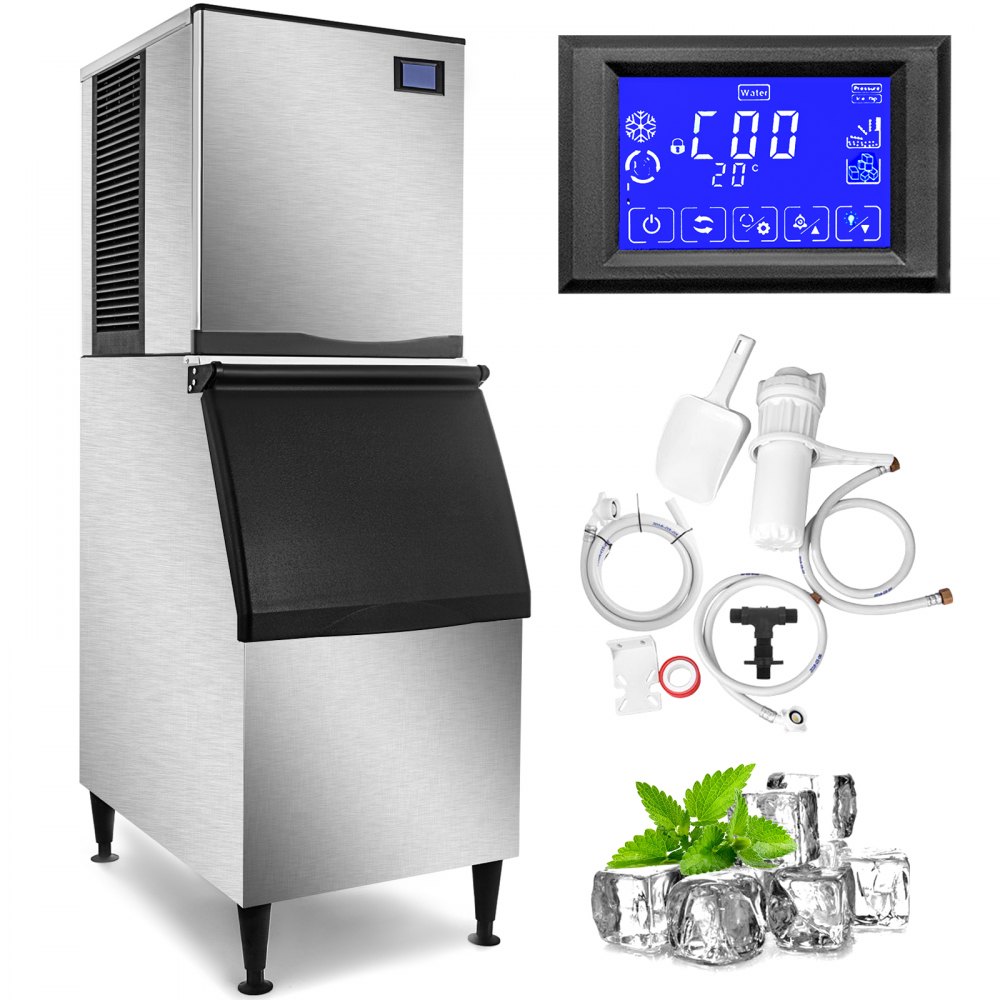 VEVOR Commercial Ice Maker Machine, 110V 550LBS/24H 350LBS Large Storage Ice Machine, ETL Approved, Advanced LCD Panel, SECOP Compressor, Air Cooled, Quiet Operation, Include Scoop & Water Filter