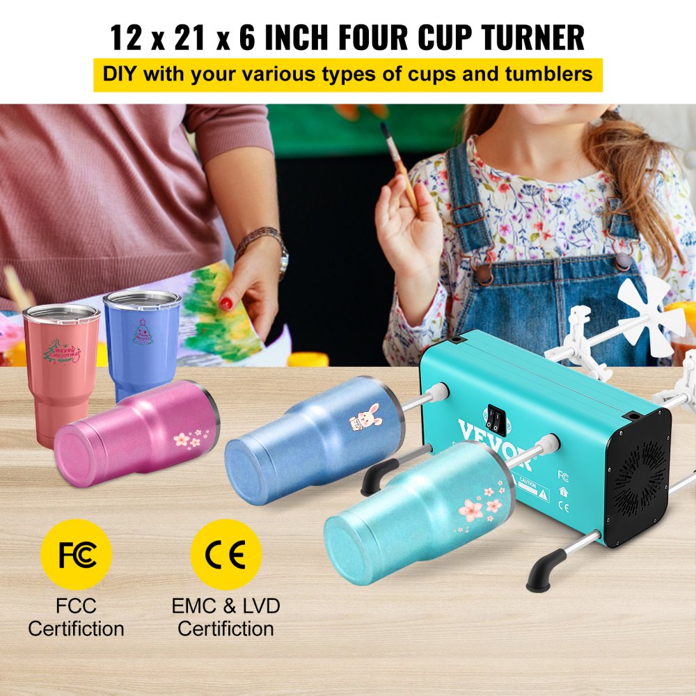 Double Cup Turner for Crafts Tumbler Epoxy Glitter Tumbler Full Kits DIY  Cuptisserie Turner Cup Spinner Machine Kit(Double-Blue)