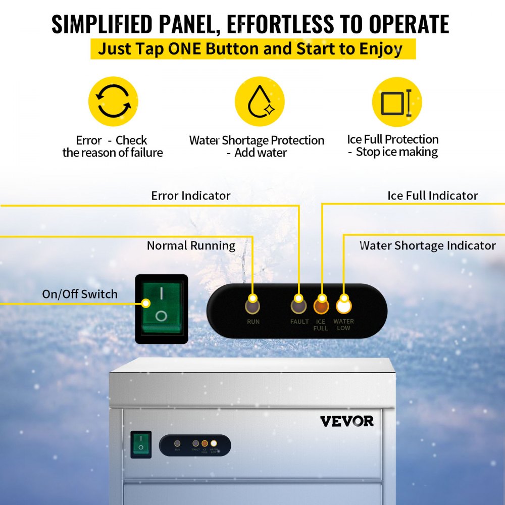 VEVOR Máquina de hielo comercial con copos de nieve de 110 V, 132 libras/24 horas, máquina de hielo en escamas de acero inoxidable de grado alimenticio aprobada por ETL, máquina de hielo en escamas independiente para restaurante de mariscos, filtro de agua y cuchara incluidos
