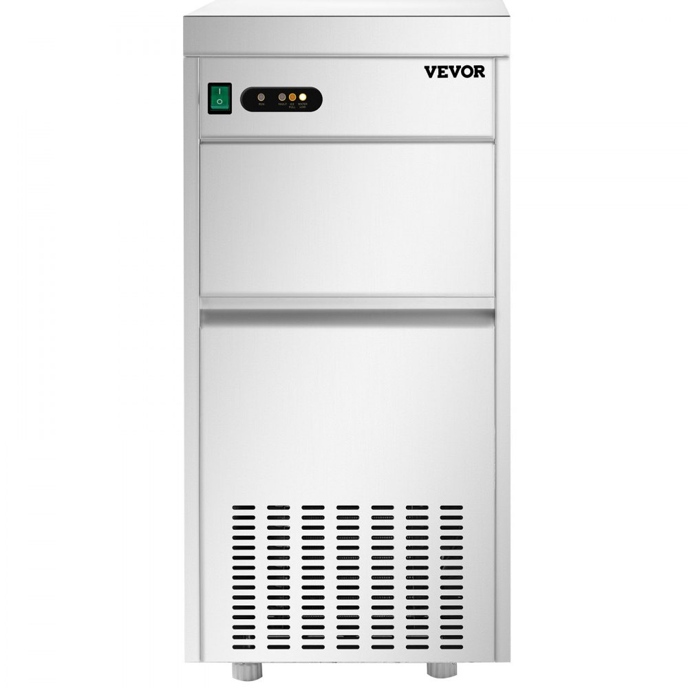 VEVOR Máquina de hielo comercial con copos de nieve de 110 V, 132 libras/24 horas, máquina de hielo en escamas de acero inoxidable de grado alimenticio aprobada por ETL, máquina de hielo en escamas independiente para restaurante de mariscos, filtro de agua y cuchara incluidos