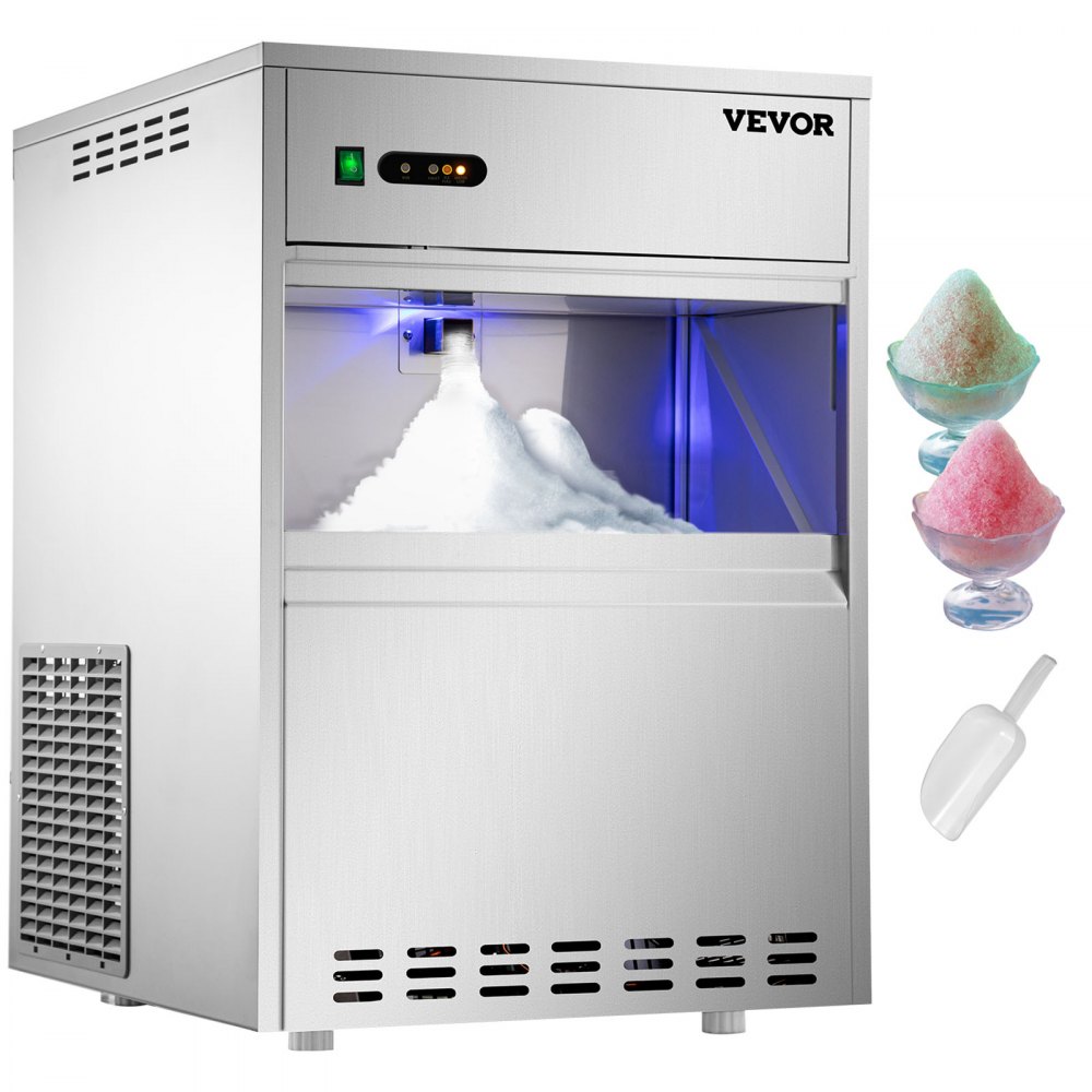 VEVOR 110V Commercial Snowflake Ice Maker 154LBS/24H, ETL Approved Food Grade Stainless Steel Flake Ice Machine Freestanding Flake Ice Maker for Seafood Restaurant, Water Filter and Spoon Included