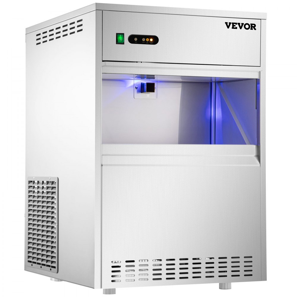 VEVOR 110V Commercial Snowflake Ice Maker 154LBS/24H, ETL Approved Food Grade Stainless Steel Flake Ice Machine Freestanding Flake Ice Maker for Seafood Restaurant, Water Filter and Spoon Included