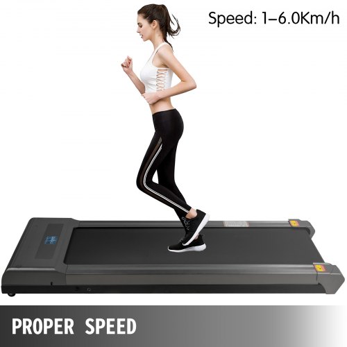 VEVOR Under Desk Treadmills Working Treadmills For Running, Led Treadmill For Home Running Machine With Remote Control, 1-6.0km/h Speed Portable Slim Treadmill  Indoor Exercise(Gray,No Handrail)