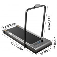 VEVOR asztal alatti futópadok futópadok futáshoz, led futópad otthoni futógéphez távirányítóval, 1-6,0 km/h sebességű hordozható, vékony futópad beltéri edzéshez (ezüst színű, korláttal)