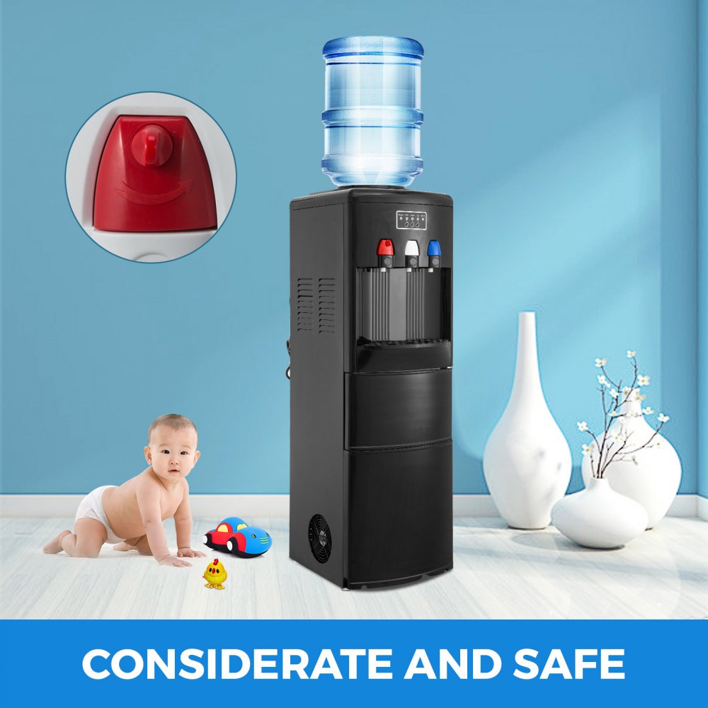 Dispensador de agua con máquina de hielo incorporada Carga superior Luces LED frías y calientes Mango para el hogar