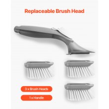 Soap Dispensing Dish Brush Kitchen Scrub Brushes w/ Handle & 3 Brush Heads
