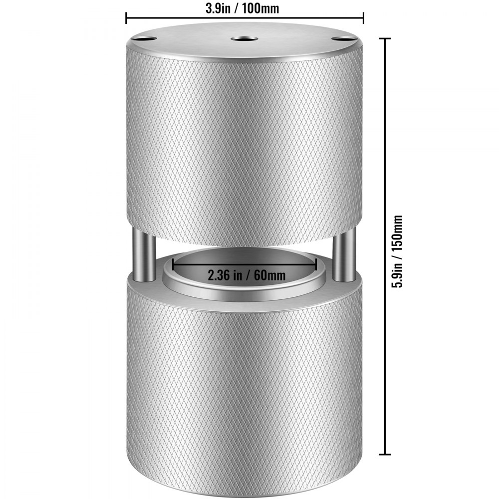 VEVOR Ice Ball Press, 2.4" Ice Ball Maker, Aircraft Al Alloy Ice Ball Press Kit for 60mm Ice Sphere, Ice Press w/Stainless-Steel Clamp Plate, Silver Ice Ball Press Maker for Whiskey, Bourbon, Scotch