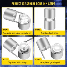 VEVOR Ice Ball Press, 2.4" Ice Ball Maker, Aircraft Al Alloy Ice Ball Press Kit for 60mm Ice Sphere, Ice Press w/Stainless-Steel Clamp Plate, Silver Ice Ball Press Maker for Whiskey, Bourbon, Scotch