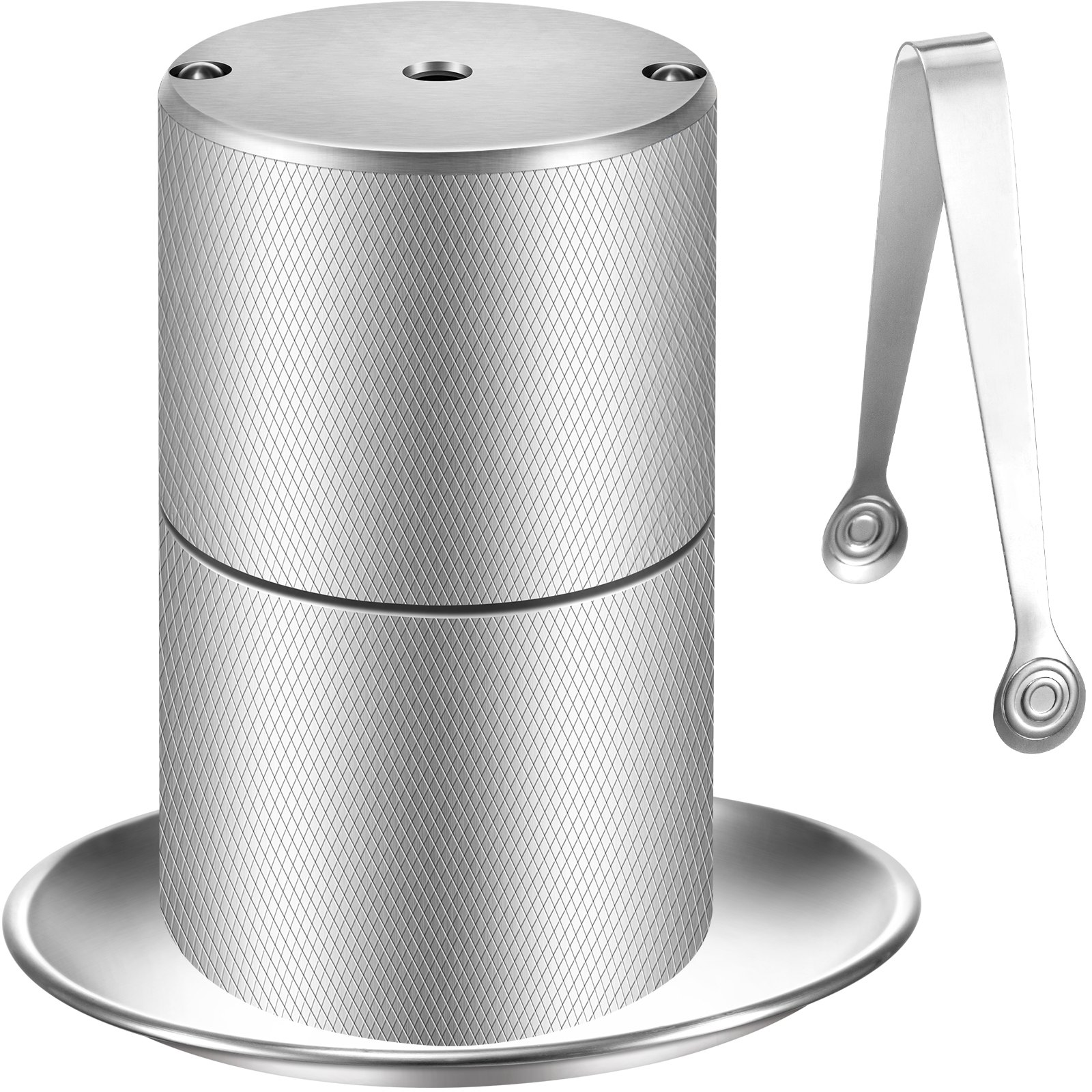 VEVOR Ice Ball Press, 2.4" Ice Ball Maker, Aircraft Al Alloy Ice Ball Press Kit for 60mm Ice Sphere, Ice Press w/Stainless-Steel Clamp Plate, Silver Ice Ball Press Maker for Whiskey, Bourbon, Scotch