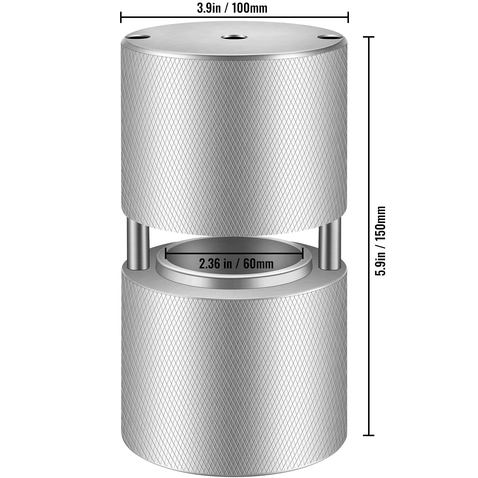 VEVOR Ice Ball Press, 2.4" Ice Ball Maker, Aircraft Al Alloy Ice Ball Press Kit for 60mm Ice Sphere, Ice Press w/Stainless-Steel Clamp Plate, Silver Ice Ball Press Maker for Whiskey, Bourbon, Scotch