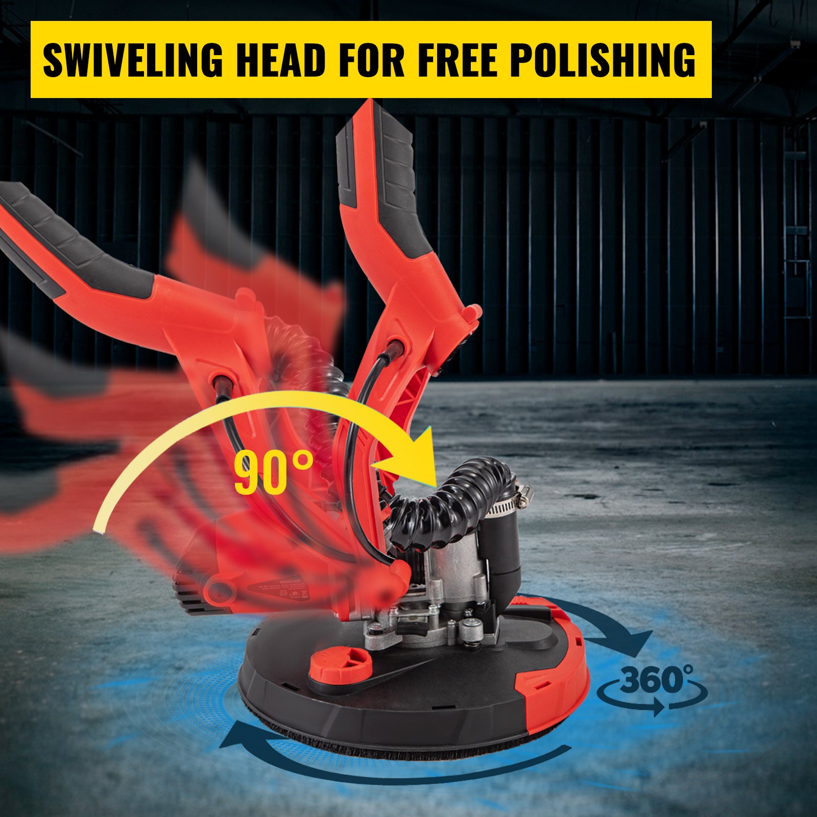 VEVOR 850W Drywall Sander Electric Floor Sander Variable Speed 360˚ Swivel Head