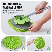 Car Wash Brush 62-Inch Car Washing Brush with Soft Chenille Fiber Mop Mitt