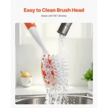 VEVOR Dish Brush, 4 Pack Kitchen Scrub Brushes with PP Handle, Dish Cleaning Brushes with Curved Bristles, Ideal for Pots, Pans, Sink and Stove, 2 Gray + 2 Orange