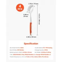 VEVOR Dish Brush, 4 Pack Kitchen Scrub Brushes with PP Handle, Dish Cleaning Brushes with Curved Bristles, Ideal for Pots, Pans, Sink and Stove, 2 Gray + 2 Orange