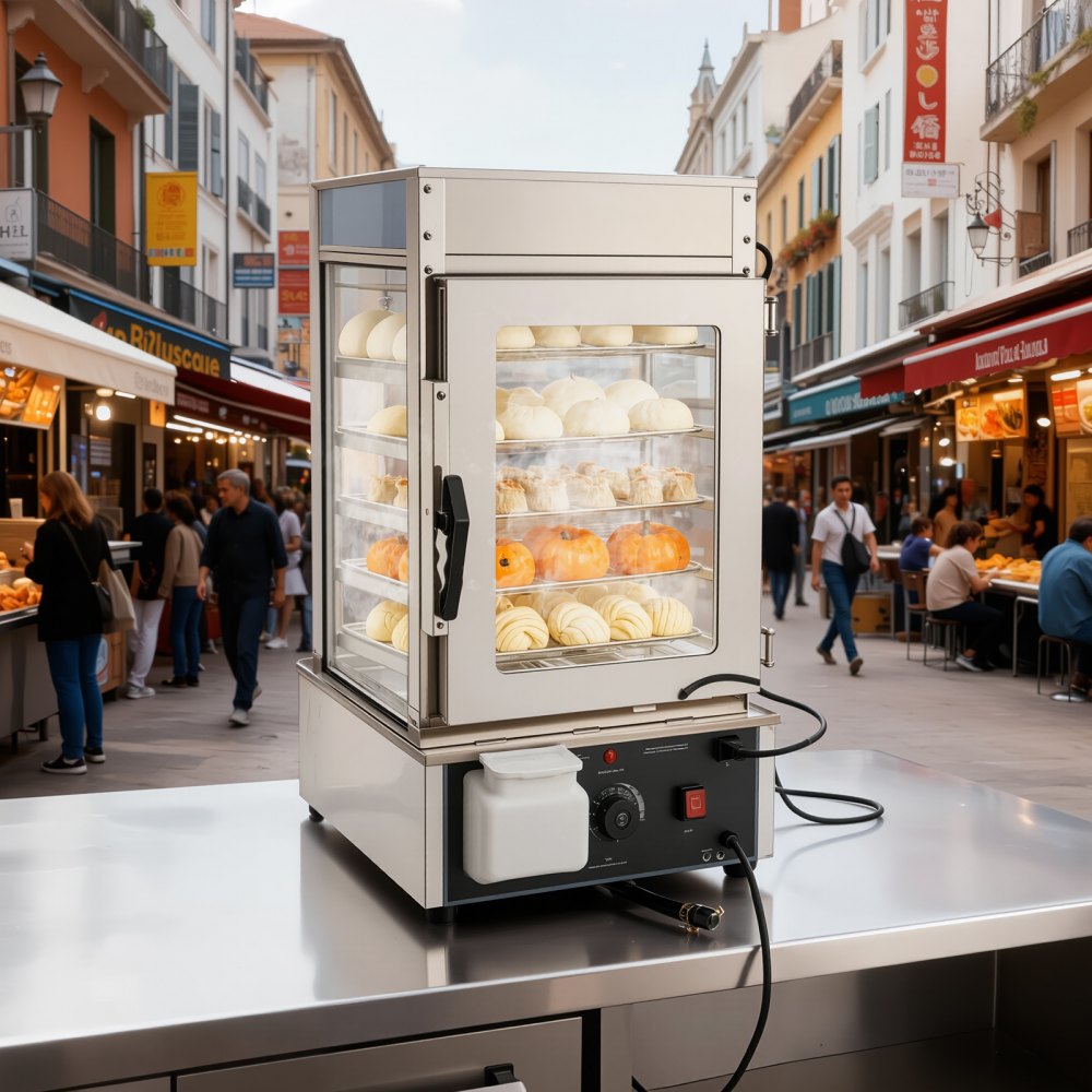 VEVOR 5-Tier Commercial Food Warmer Display, 1200W Food Display Warmer with LED Light, Adjustable Shelf & Stainless Steel Frame, 30℃~110℃ Steam Heating, 120L for Hamburger, Pizza, Bread, Fried Chicken