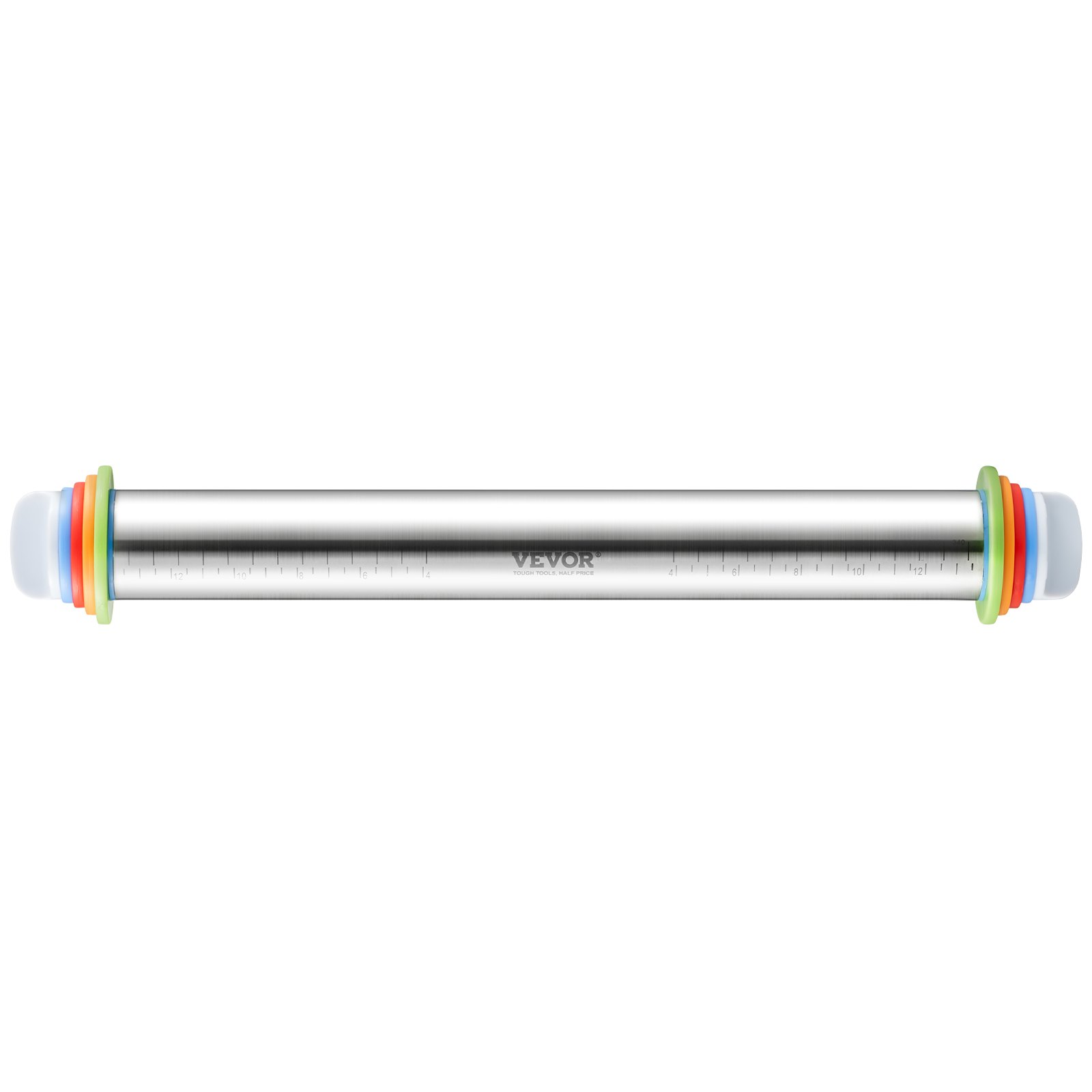 VEVOR Adjustable Rolling Pin, Stainless Steel Dough Roller Designs, Rolling Pin with Thickness Rings and Pastry Baking Nonstick Mat Set, for Baking Fondant, Pizza, Pie, Pastry, Pasta, Dough, Cookies