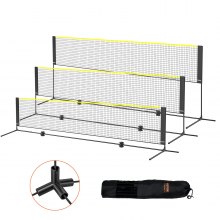 VEVOR Badminton Net, Height Adjustable Volleyball Net, 14ft Wide Foldable Pickleball Net, Portable Easy Setup Tennis Net Set with Poles, Stand and Carry Bag, for Kids Backyard Game Indoor Outdoor Use