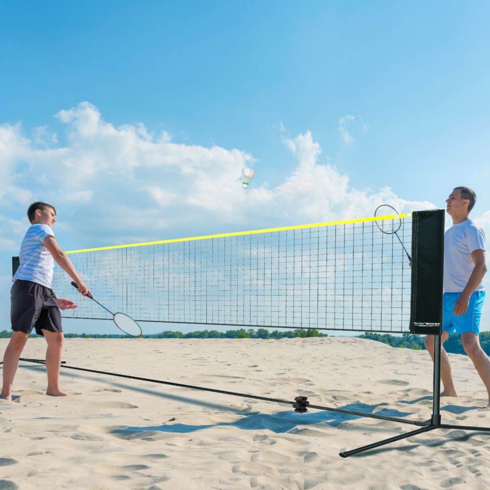 VEVOR sulkapalloverkko, korkeussäädettävä lentopalloverkko, 20 jalkaa leveä taitettava suolapalloverkko, kannettava tennisverkkosetti sauvoilla, jalusta, laukku, mailat, nylon-sukkulaputket, lasten takapiha sisäkäyttöön