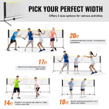 VEVOR Badminton Net, Height Adjustable Volleyball Net, 20ft Wide Foldable Pickleball Net, Portable Tennis Net Set with Poles, Stand, Bag, Rackets, Nylon Shuttlecocks, Kid Backyard Indoor Outdoor Use