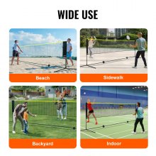 Filet de badminton VEVOR, filet de volley-ball réglable en hauteur, filet de pickleball pliable de 20 pieds de large, ensemble de filets de tennis portables avec poteaux, support, sac, raquettes, volants en nylon, utilisation intérieure et extérieure pour enfants