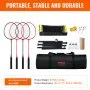 VEVOR Badminton Net Set, Outdoor Backyard Beach Park Badminton Net, Portable Badminton Equipment Set, Adults Kids Badminton Net with Poles, Carrying Bag, 4 Iron Rackets, and 3 Nylon Shuttlecocks