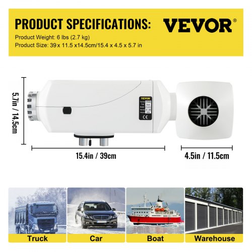 VEVOR 12V 2KW Diesel Heater Diesel Air Heater PLANAR LCD Thermostat 10L Tank for Car RV Trucks Motor-home Boat Bus Trailer CAN (White+Blue)