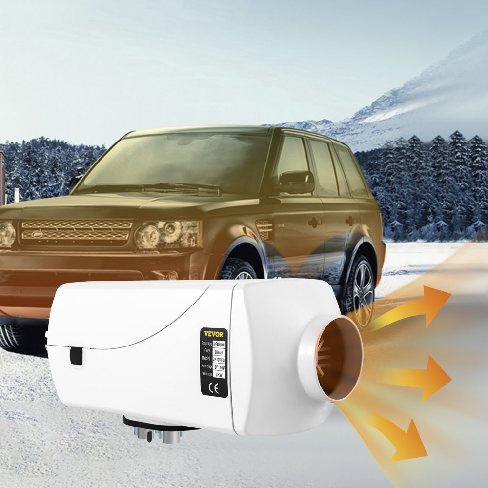 VEVOR Diesel Heater 12V Diesel Air Heater Muffler 2KW Diesel Parking Heater for Car Trucks Motor-home Boat Bus CAN ( White )