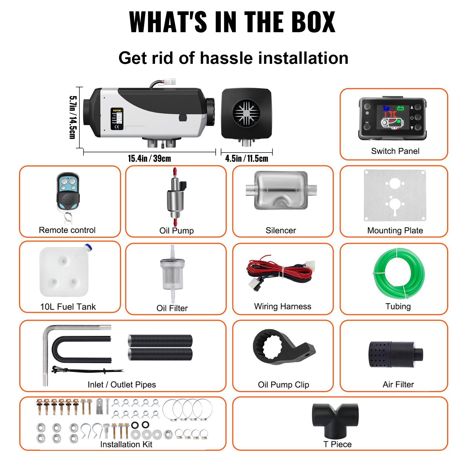 12V 5KW Diesel Air Heater for RV Motorhome Trailer Trucks Boats 5kW + LCD Switch