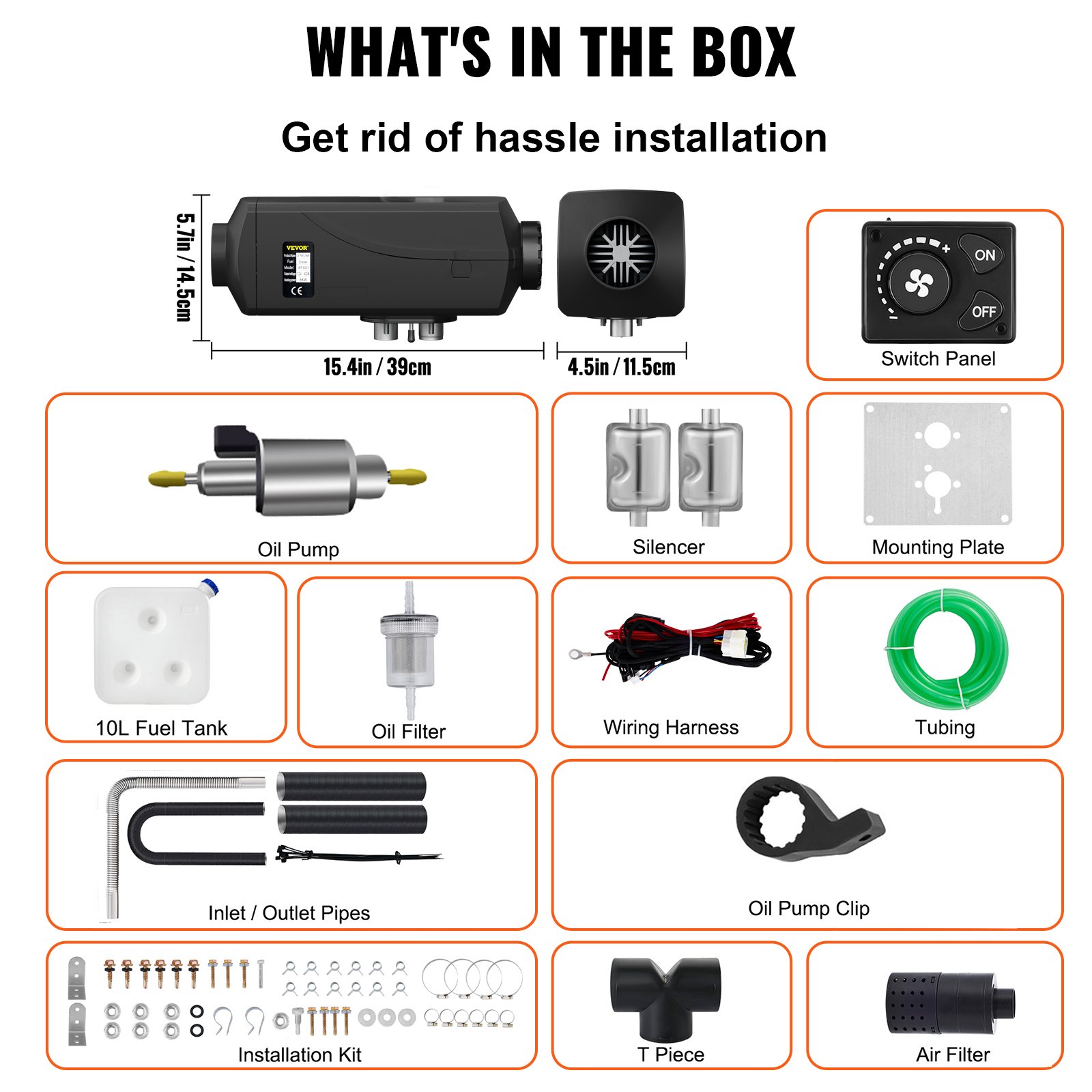 12V 5KW Diesel Air Heater for RV Motorhome Trailer Trucks Boats 5kW + 2Silencers