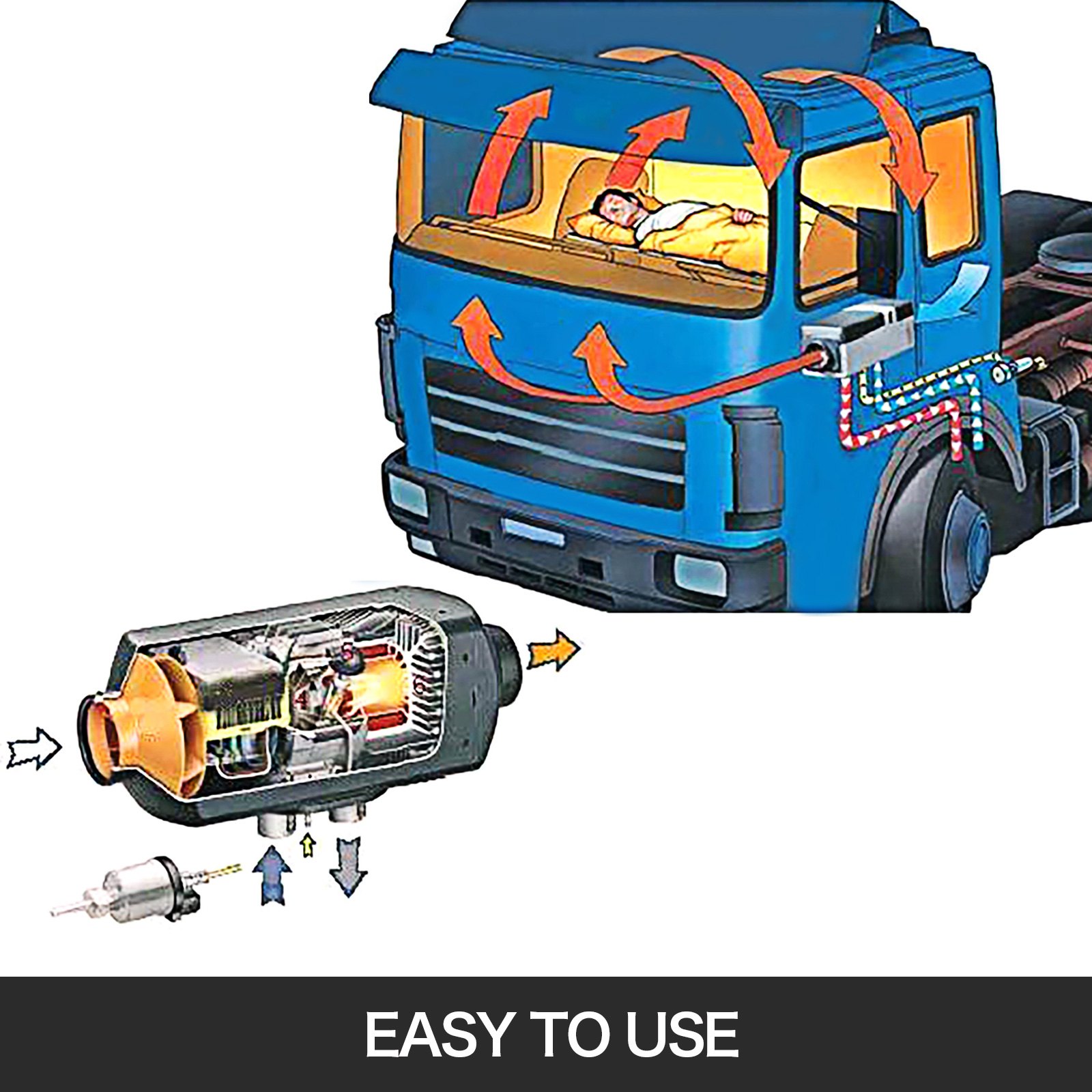 5KW  Air Diesel Heater Voice Prompt Function Motorhome Mounting Plate Thermostat