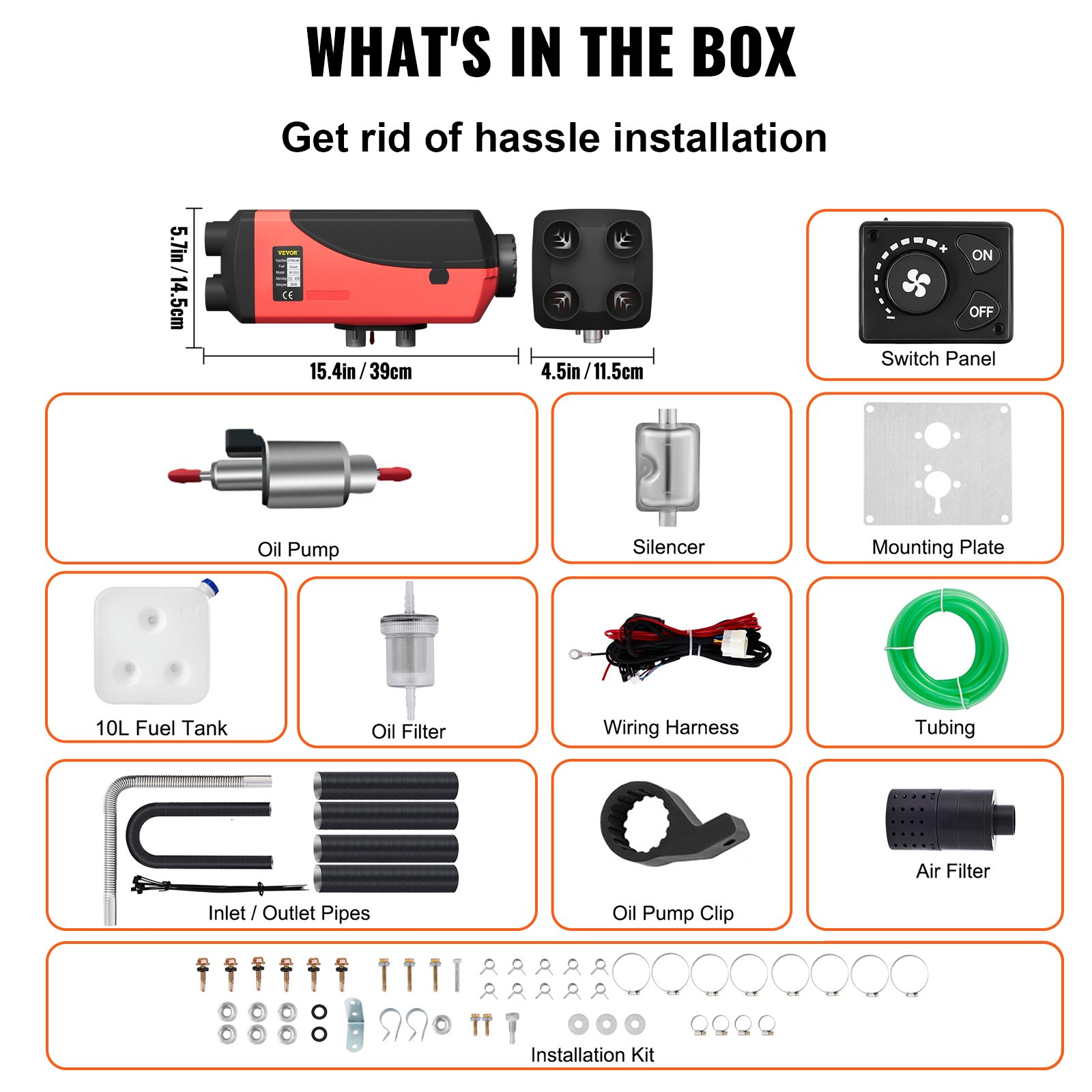 VEVOR 12V 8KW Diesel Air Heater  With Knob Switch for RV Motorhome Trailer Trucks Boats