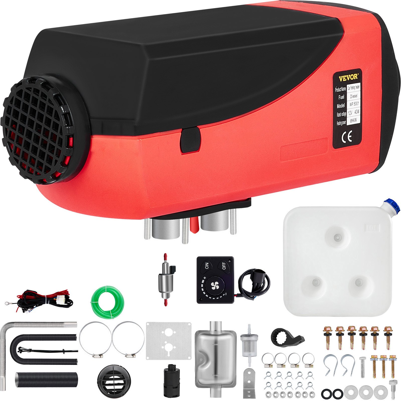 8KW 2Holes 12V Air Diesel Heater Fuel Consumption 0.21-0.65(l/h) for Truck Boat Car Trailer