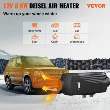 VEVOR 8KW Diesel Air Heater Muffler Diesel Heater 12V Remote Control Diesel Parking Heater with LCD Switch for Car Trucks Motor-home Boat and Bus